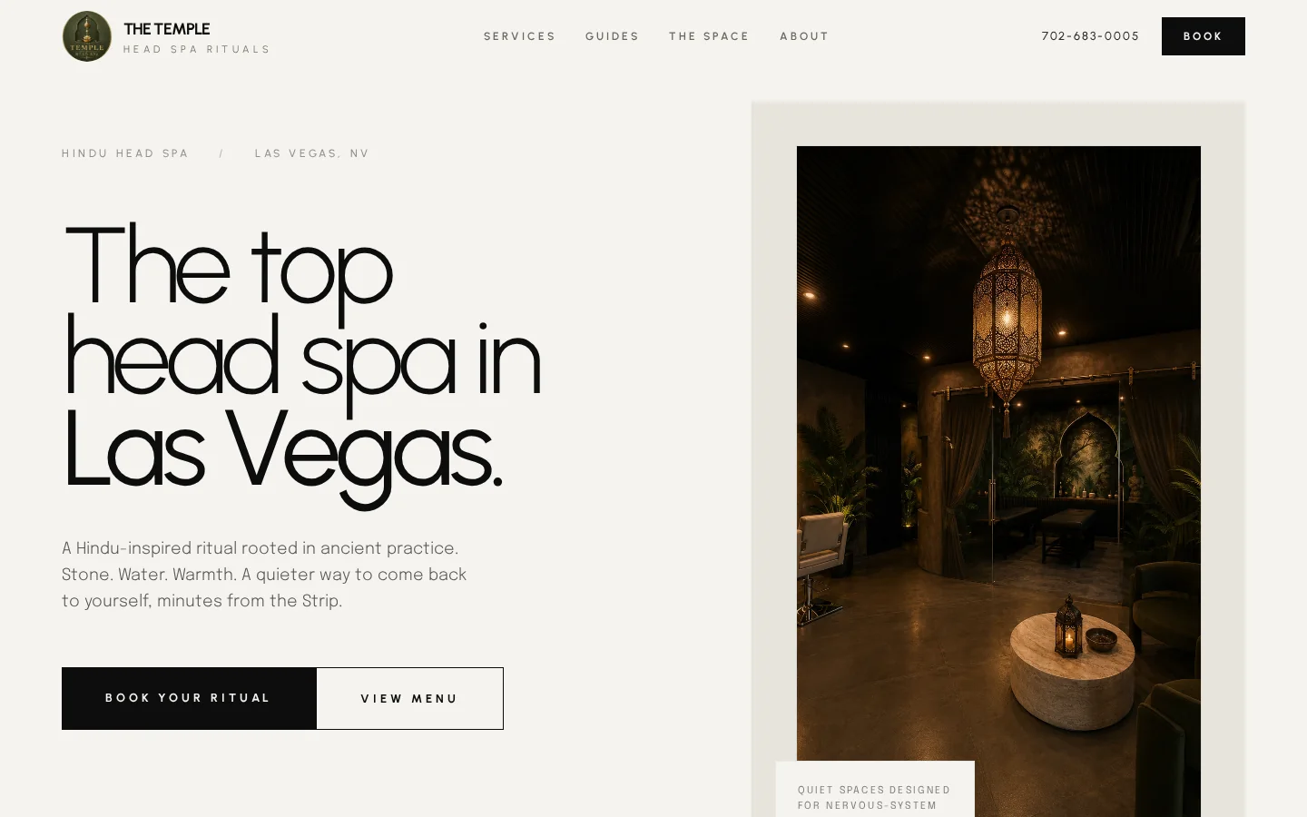 The Temple Head Spa website built by Cross X Agency