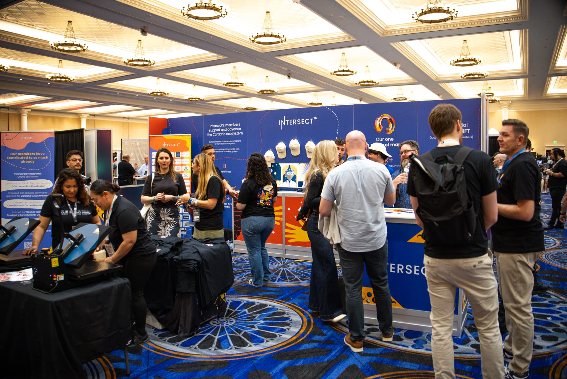 Trade show booth crowd at a Las Vegas convention