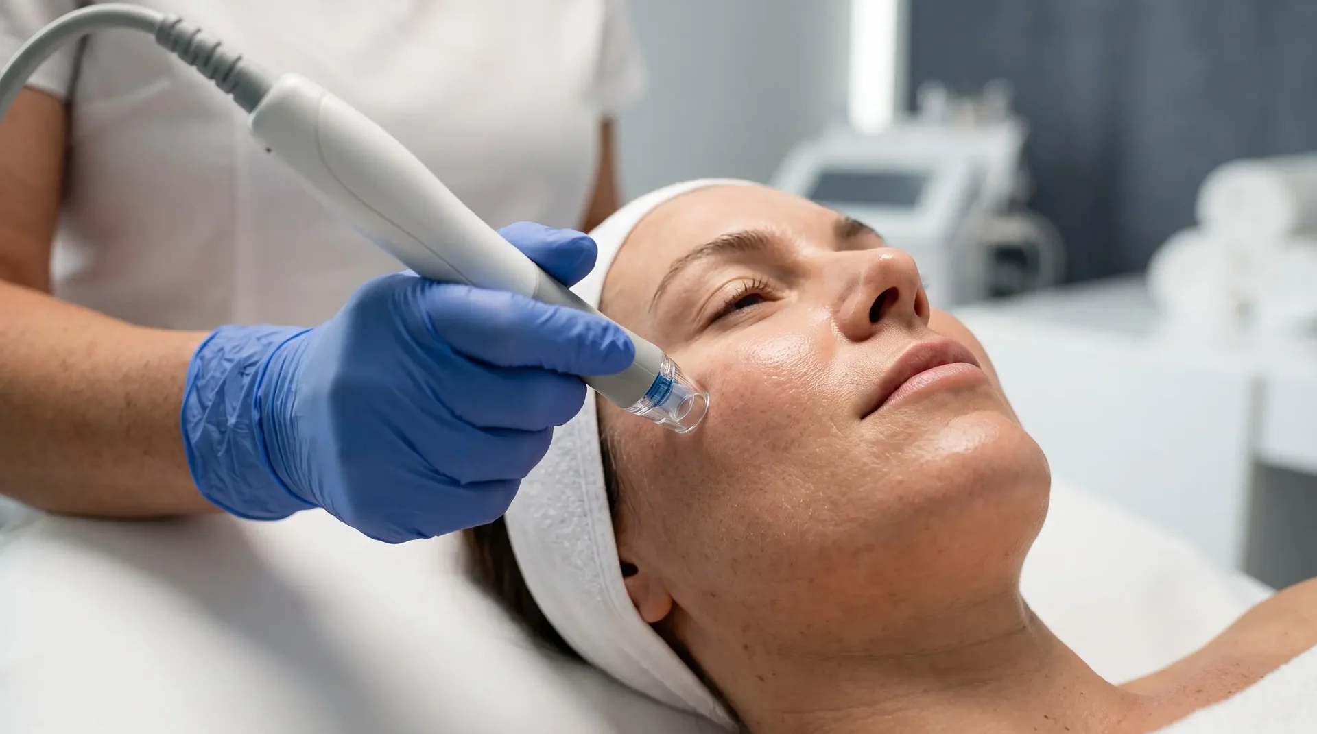HydraFacial treatment underway at SKIN Las Vegas, a Cross X Agency client med spa
