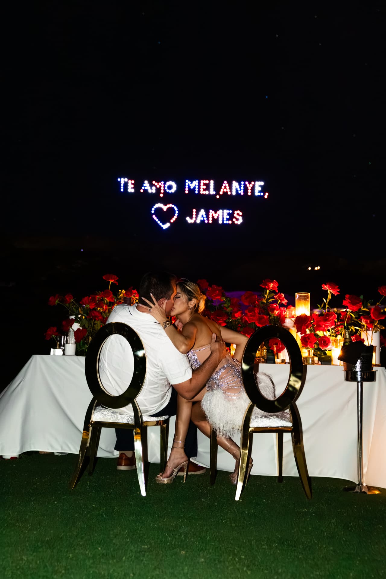 Las Vegas wedding vertical cut, drone light show