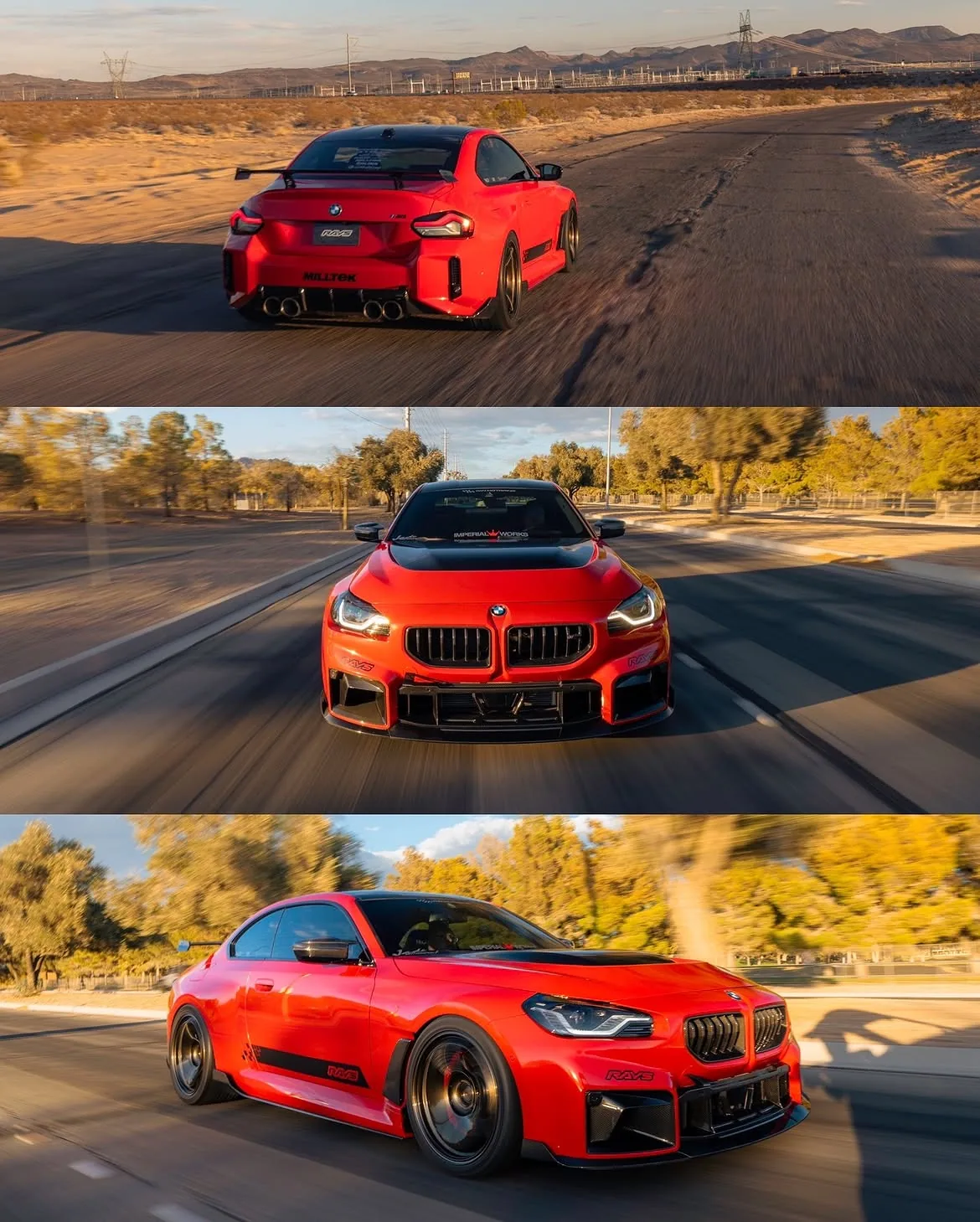 BMW M2 captured in a cinematic rolling sequence during an automotive production