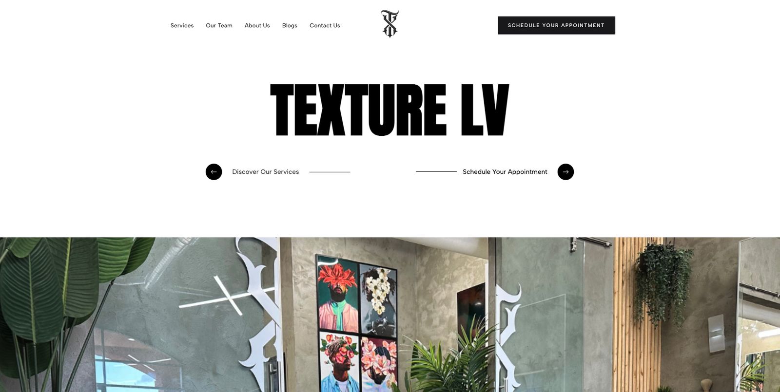Página principal del sitio de Texture Barbershop construido por Cross X Agency